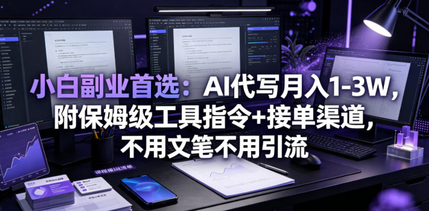 小白副业首选：AI代写月入1-3W，附保姆级工具指令+接单渠道，不用文笔不用引流【揭秘】|无忧资源社