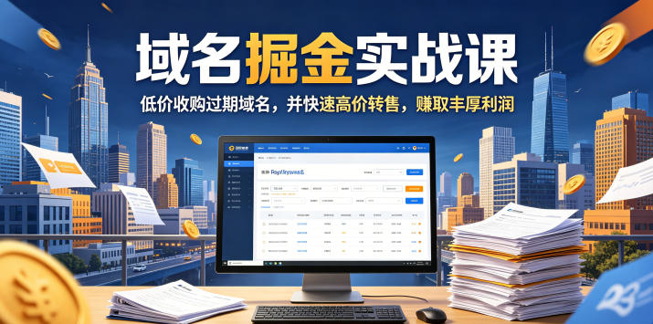 域名交易掘金实战课，低价收购过期域名，并快速高价转售，賺取丰厚利润【原创双语字幕】|无忧资源社
