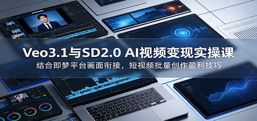 Veo3.1与SD2.0 AI视频变现实操课课：结合即梦平台画面衔接，短视频批量创作盈利技巧|无忧资源社
