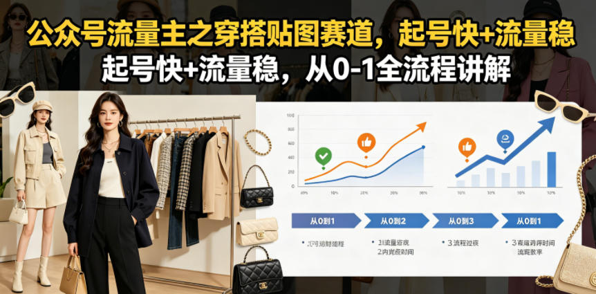公众号流量主之穿搭贴图赛道，起号快+流量稳，从0-1全流程讲解|无忧资源社