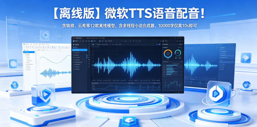 【离线版】微软TTS语音配音！含晓晓，云希等12款离线模型，含多线程小说合成器，10000字仅需10s即可|无忧资源社
