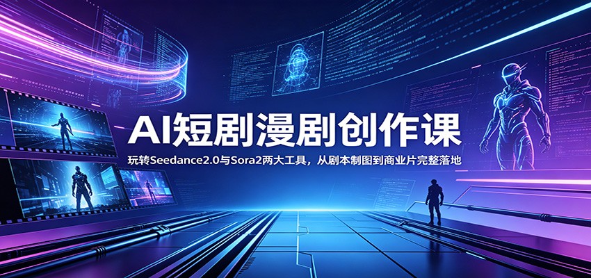 AI短剧漫剧创作课：玩转Seedance2.0与 Sora2两大工具，从剧本制图到商业片完整落地|无忧资源社
