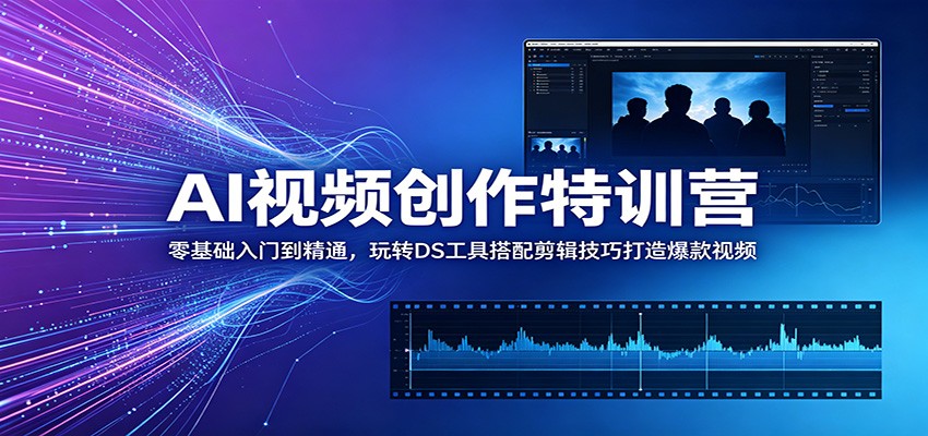 AI视频创作特训营：零基础入门到精通，玩转DS工具搭配剪辑技巧打造爆款视频|无忧资源社