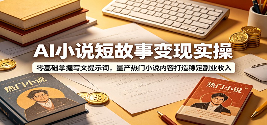 AI小说短故事变现实操：零基础掌握写文提示词，量产热门小说内容打造稳定副业收入|无忧资源社