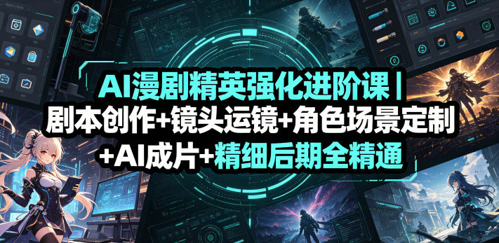 AI漫剧精英强化进阶课｜剧本创作+镜头运镜+角色场景定制+AI成片+精细后期全精通|无忧资源社