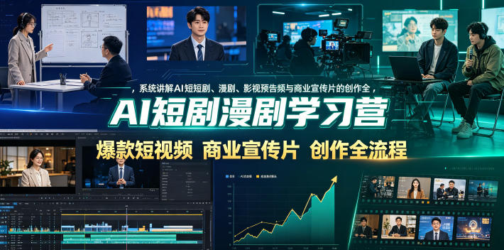AI短剧漫剧学习营，系统讲解AI短剧、漫剧、影视预告片、爆款短视频与商业宣传片的创作全流程|无忧资源社