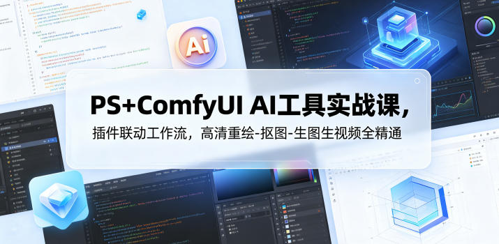 PS+ComfyUI AI工具实战课，插件联动工作流，高清重绘-抠图-生图生视频全精通|无忧资源社