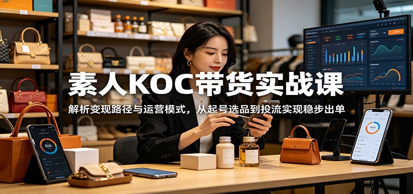 素人KOC带货实战课：解析变现路径与运营模式，从起号选品到投流实现稳步出单|无忧资源社