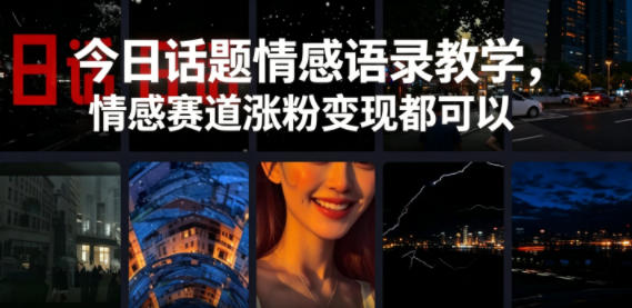 今日话题情感语录教学,情感赛道涨粉变现都可以|无忧资源社