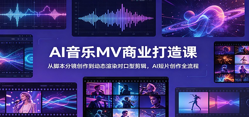 AI音乐MV商业打造课：从脚本分镜创作到动态渲染对口型剪辑，AI短片创作全流程|无忧资源社