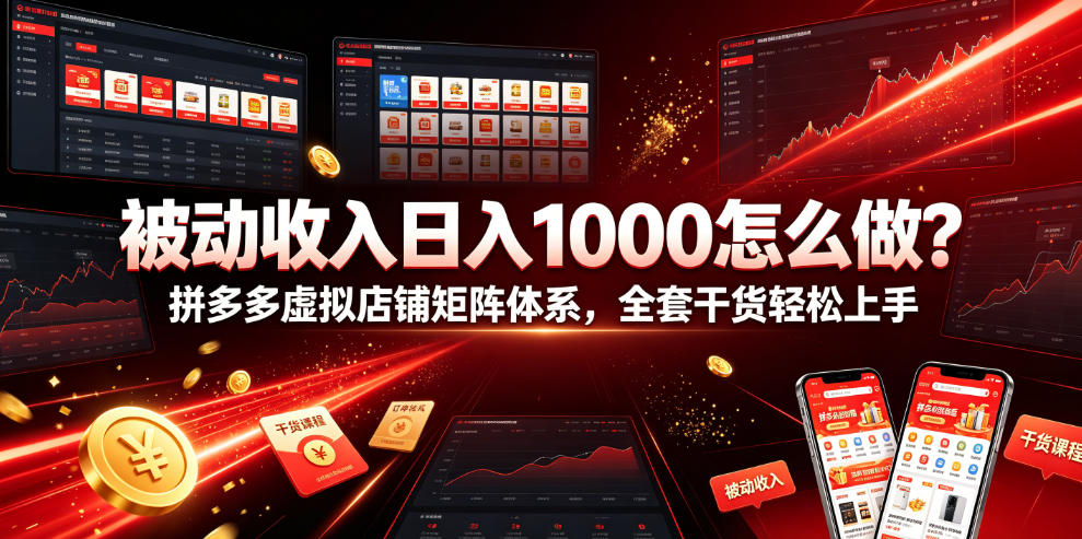 被动收入日入1000怎么做？拼多多虚拟店铺矩阵体系，全套干货轻松上手【揭秘】|无忧资源社