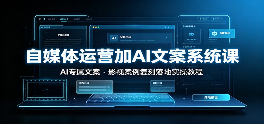 自媒体运营加AI文案系统课::AI专属文案,影视案例复刻落地实操教程|无忧资源社