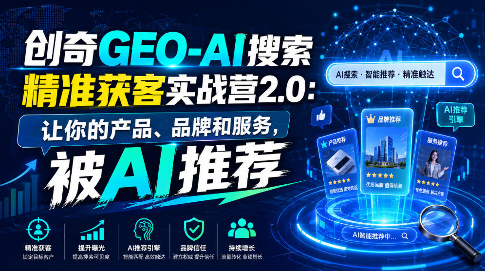 创奇GEO-AI搜索精准获客实战营2.0：让你的产品、品牌和服务，被AI推荐|无忧资源社
