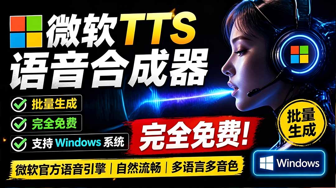 （19494期）微软 TTS 免费语音配音生成器，完全免费，支持多语音、多音色选择，Windows系统专用 TTS语音合成器|无忧资源社