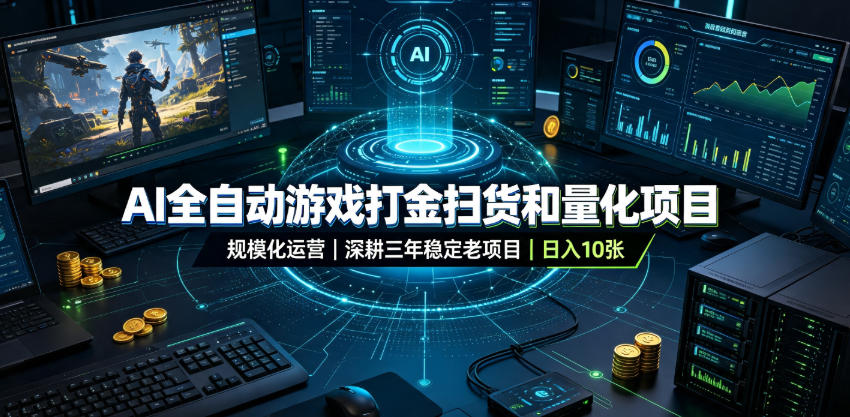 AI全自动游戏打金扫货和量化项目，规模化运营日入10张，深耕三年稳定老项目！【揭秘】|无忧资源社