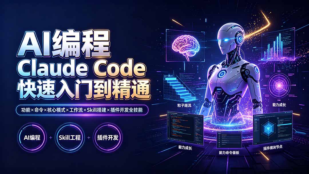 （19306期）AI编程 Claude Code快速入门到精通：功能×命令×核心模式×工作流×Skill搭建×插件开发全技能|无忧资源社