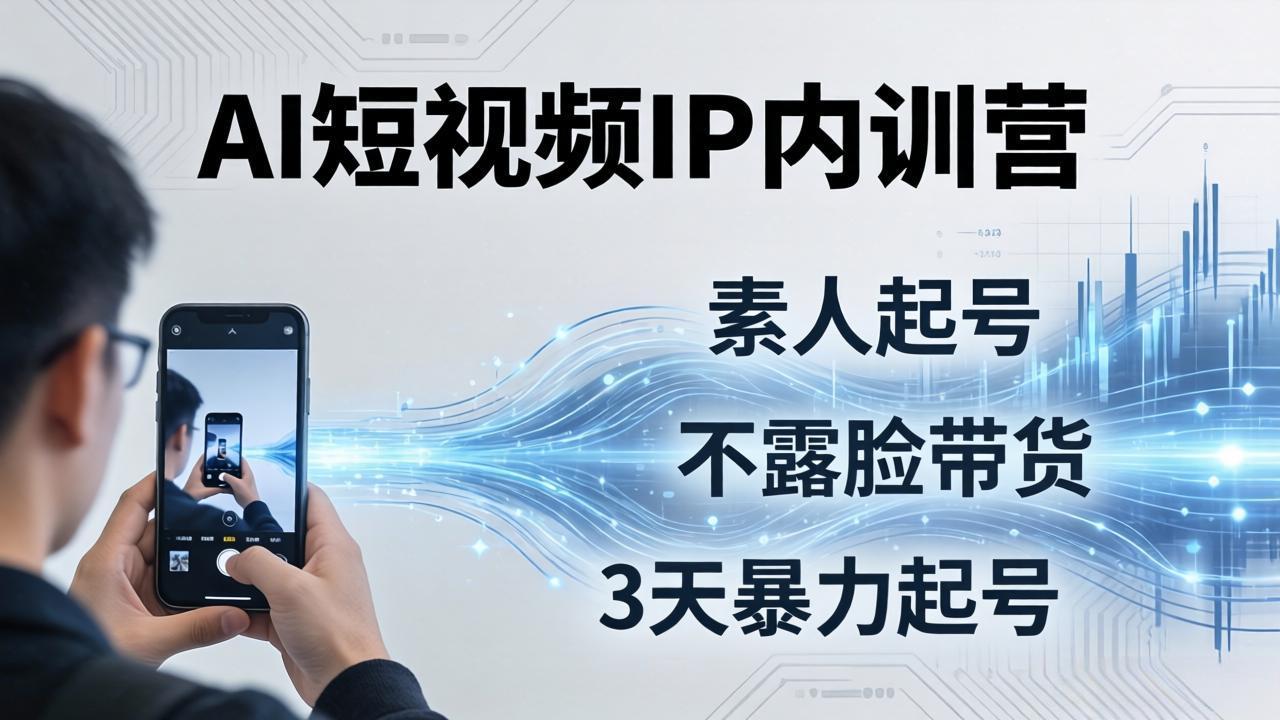 （19208期）2026AI短视频IP内训营-更新：从素人起号到不露脸带货，3天暴力起号全流程拆解|无忧资源社