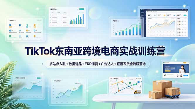 （19155期）TikTok东南亚跨境电商实战训练营：多站点入驻+数据选品+ERP铺货+广告达人+直播发货全流程落地|无忧资源社