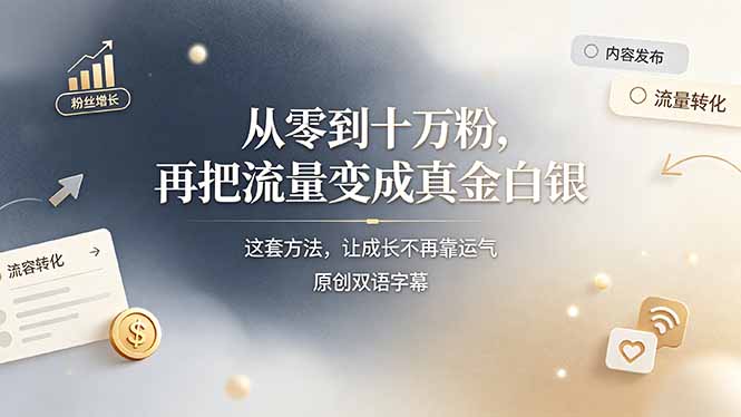（19198期）从零到十万粉，再把流量变成真金白银——这套方法，让成长不再靠运气【原创双语字幕】|无忧资源社