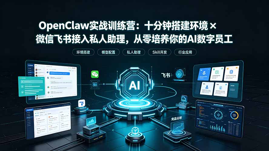 （19287期）OpenClaw实战特训营：十分钟搭建环境×微信飞书接入私人助理，从零培养你的AI数字员工|无忧资源社