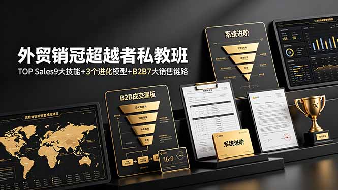 （19156期）外贸销冠超越者私教班：TOP Sales9大技能+3个进化模型+B2B7大销售链路，系统进阶|无忧资源社