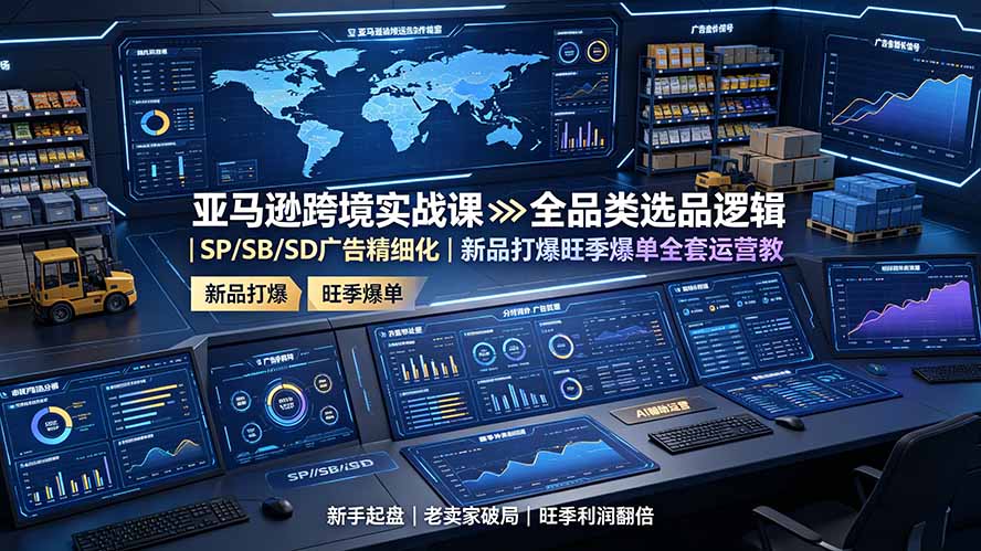 （19352期）亚马逊跨境实战课：全品类选品逻辑｜SP/SB/SD广告精细化｜新品打爆旺季爆单全套运营教程|无忧资源社