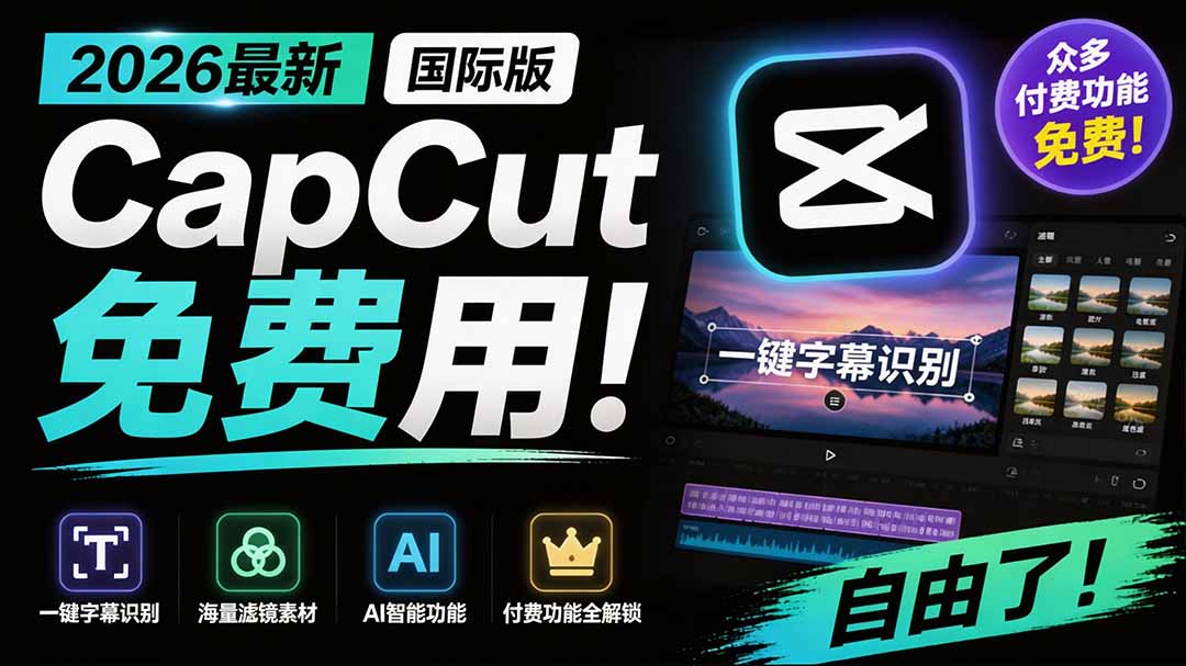 （19621期）2026最新国际版剪映！CapCut 众多付费功能免费用，一键字幕识别 / 滤镜素材 / AI智能功能自由了 CapCut|无忧资源社
