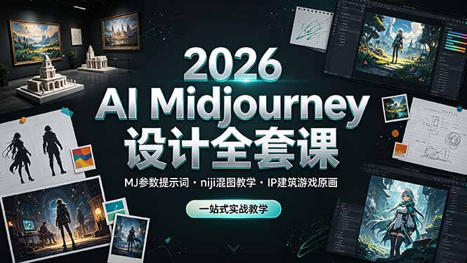 （19209期）2026 AI Midjourney设计全套课，MJ参数提示词niji混图教学，IP建筑游戏原画一站式实战教学|无忧资源社