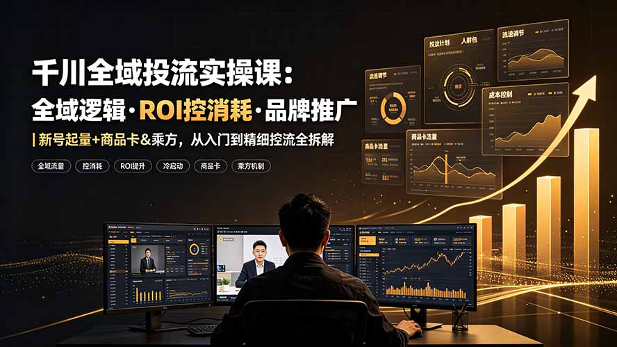 （19249期）千川全域投流实操课：全域逻辑·ROI控消耗·品牌推广｜新号起量+商品卡&乘方，从入门到精细控流全拆解|无忧资源社