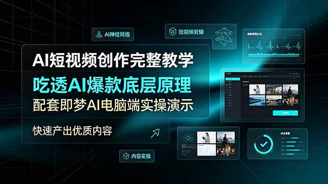 （19196期）AI短视频创作完整教学，吃透AI爆款底层原理，配套即梦AI电脑端实操演示，快速产出优质内容|无忧资源社
