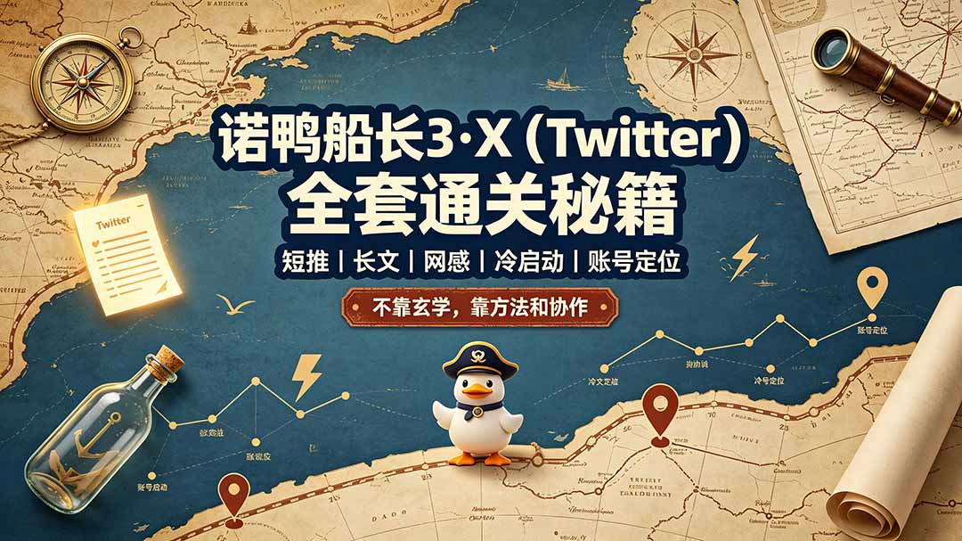 （19215期）诺鸭船长3·X（Twitter）全套通关秘籍，短推、长文、网感、冷启动、账号定位，不靠玄学，靠方法和协作|无忧资源社