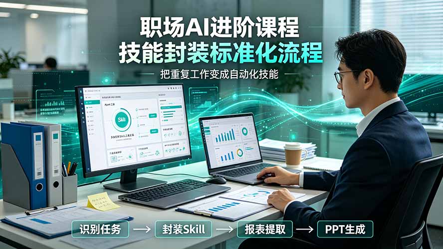 （19369期）职场AI进阶课程；多类实用Skill工具实操，专属技能封装标准化流程，报表行业报告一键提取核心内容|无忧资源社