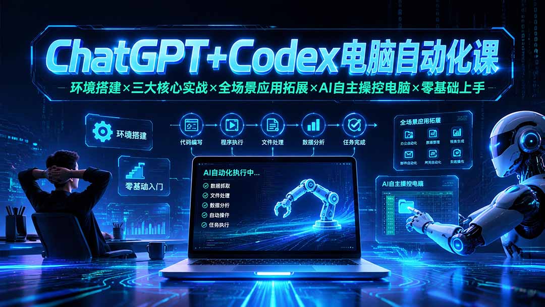 （19583期）ChatGPT+Codex电脑自动化课：环境搭建×三大核心实战×全场景应用拓展×AI自主操控电脑×零基础上手|无忧资源社