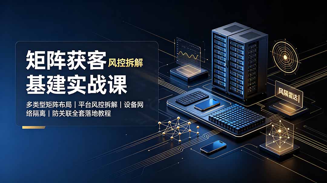 （19319期）矩阵获客基建实战课：多类型矩阵布局｜平台风控拆解｜设备网络隔离｜防关联全套落地教程|无忧资源社