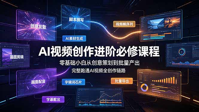 （19159期）AI视频创作进阶必修课程：零基础小白从创意策划到批量产出，完整跑通AI视频全创作链路|无忧资源社