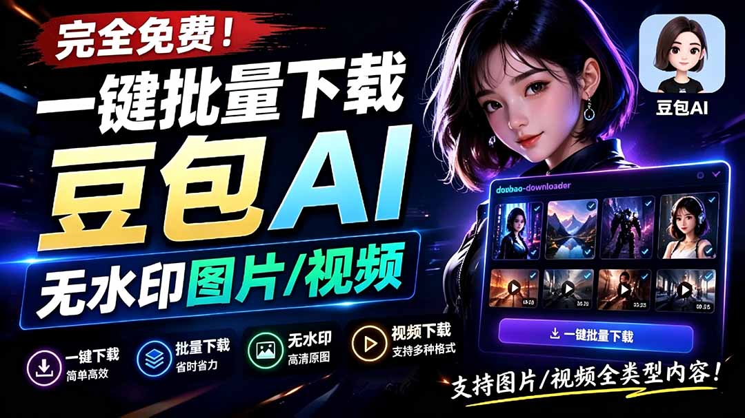 （19355期）Github最新发布！一键批量下载豆包AI无水印图片/视频，简单易用，自动解析提示词，doubao-downloader|无忧资源社