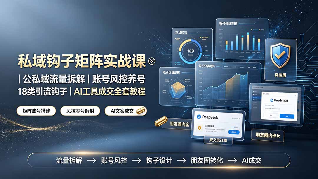 （19321期）私域钩子矩阵实战课〓公私域流量拆解｜账号风控养号｜18类引流钩子｜AI工具成交全套教程|无忧资源社