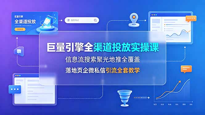（19181期）巨量引擎全渠道投放实操课，信息流搜索聚光地推全覆盖，落地页企微私信引流全套教学|无忧资源社