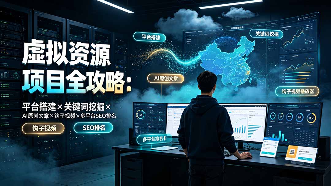 （19322期）虚拟资源项目全攻略：平台搭建×关键词挖掘×AI原创文章×钩子视频×多平台SEO排名|无忧资源社