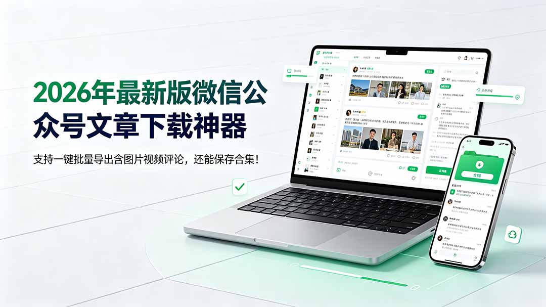 （19486期）2026年最新版微信公众号文章下载神器，支持一键批量导出含图片视频评论，还能保存合集！|无忧资源社