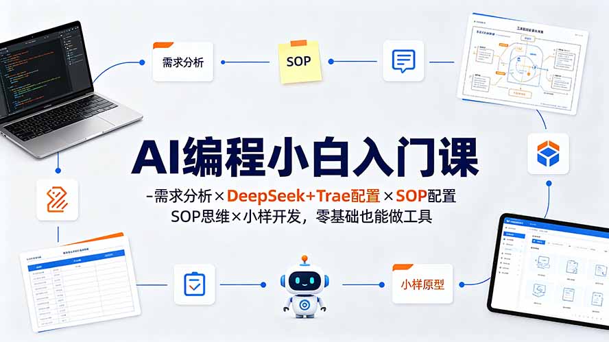 （19539期）AI编程小白入门课-需求分析×DeepSeek+Trae配置×SOP思维×小样开发，零基础也能做工具|无忧资源社