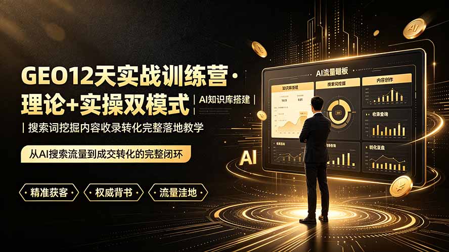 （19277期）GEO12天实战训练营·理论+实操双模式｜AI知识库搭建｜搜索词挖掘内容收录转化完整落地教学|无忧资源社