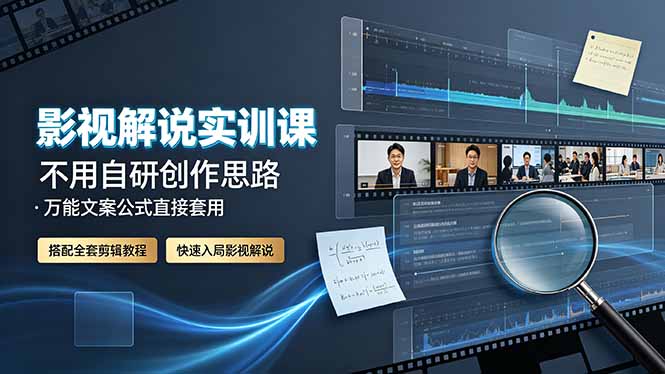 （19183期）影视解说实训课：不用自研创作思路，万能文案公式直接套用，搭配全套剪辑教程，快速入局影视解说|无忧资源社