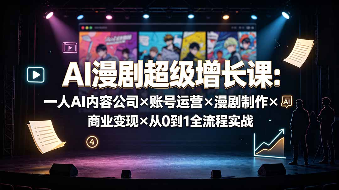 （19553期）AI漫剧超级增长课：一人AI内容公司×账号运营×漫剧制作×商业变现×从0到1全流程实战|无忧资源社