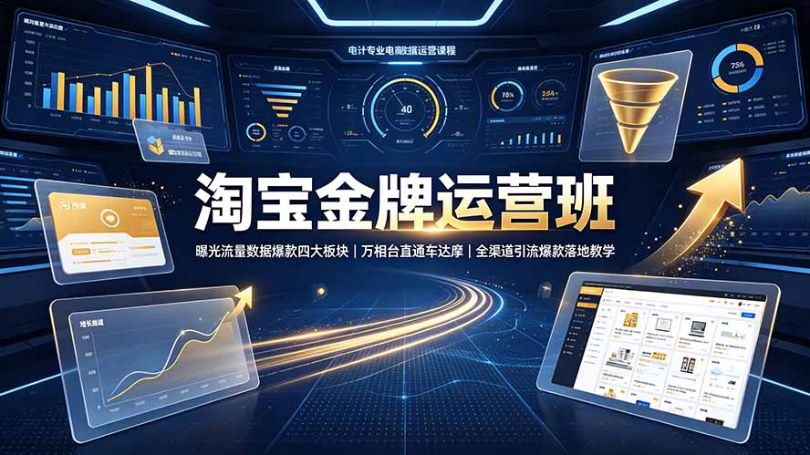 (19434期)淘宝金牌运营班-7月:曝光流量数据爆款四大板块|万相台直通车达摩|全渠道引流爆款落地教学|无忧资源社