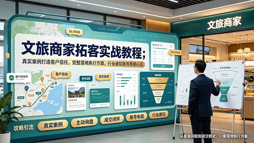 （19273期）文旅商家拓客实战教程；真实案例打造客户信任，完整落地执行方案，行业避坑账号布局心法|无忧资源社