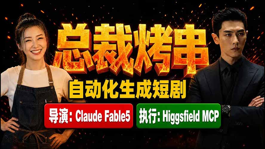 （19541期）《总裁烤串》真人短剧全自动诞生！Claude Fable5 当导演，Higgsfield MCP 执行！|无忧资源社