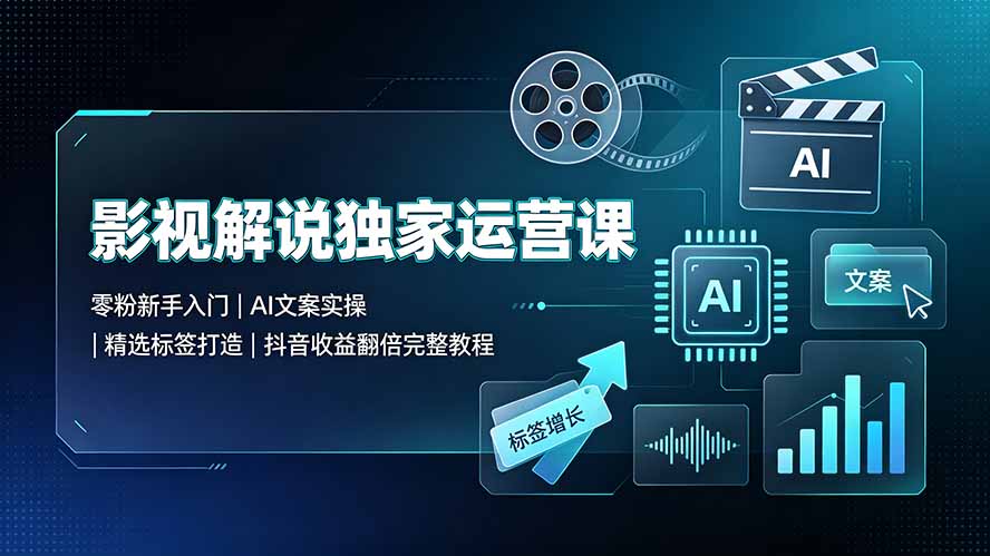 （19310期）影视解说独家运营课▪零粉新手入门｜AI文案实操｜精选标签打造｜抖音收益翻倍完整教程|无忧资源社