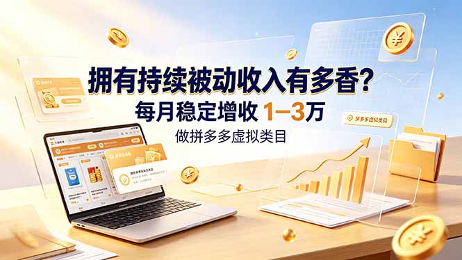 （19141期）拥有持续被动收入有多香？做拼多多虚拟类目，每月稳定增收 1-3 万|无忧资源社