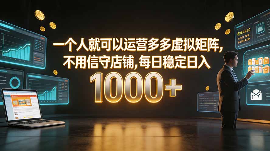 （19622期）一个人就可以运营多多虚拟矩阵，不用值守店铺，每日稳定日入 1000+|无忧资源社
